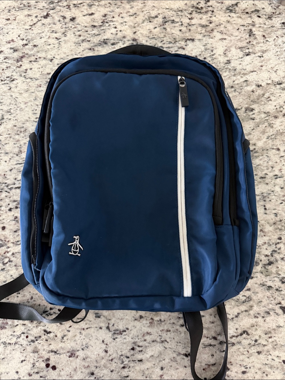 Original Penguin Blue Backpack with White Accent Zipper